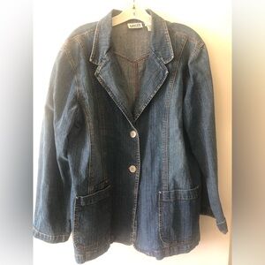 Chico's Blue Jean Jacket with Button Detail